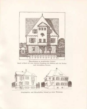 Überarbeitung zu umstehenden Entwurf / Ursprünglicher und überarbeiteter Entwurf zu einem Wohnhaus