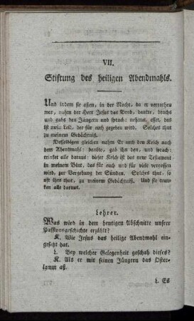 VII. Stiftung des heiligen Abendmahls.