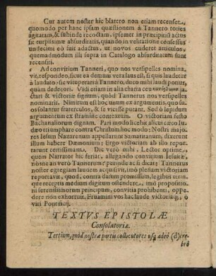 Textus Epistolae Consolatoriae.