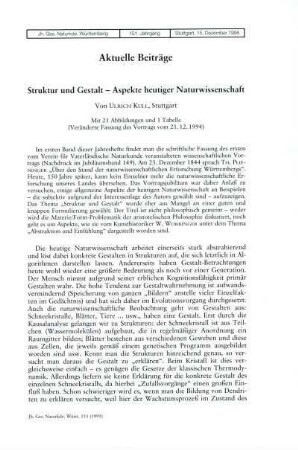 Struktur und Gestalt - Aspekte heutiger Naturwissenschaft