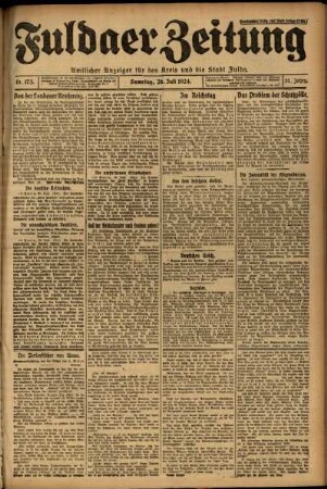 Erste Ausgabe vom Samstag, den 26. Juli 1924.