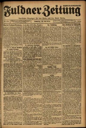 Erste Ausgabe vom Samstag, den 26. Juli 1924.