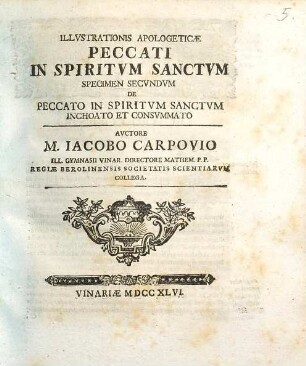 Illvstrationis Apologeticae Peccati In Spiritvm Sanctvm Adversvs Iohannem Engestroem Svecvm Specimen ...