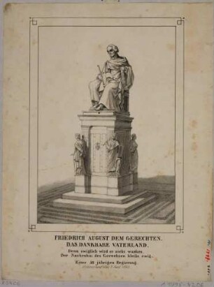 Das Denkmal König Friedrich August I. von Sachsen (der Gerechte, 1750-1827) im Zwinger in Dresden