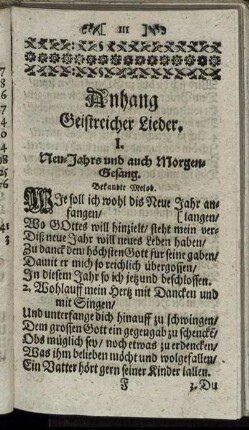 Anhang Geistreicher Lieder.