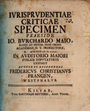 Iurisprudentiae criticae specimen