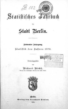 Stempel: Ministerium des Innern ; Notiz: B. 502