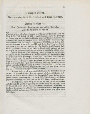 Zweiter Titel. Von den einzelnen Verbrechen und deren Strafen.