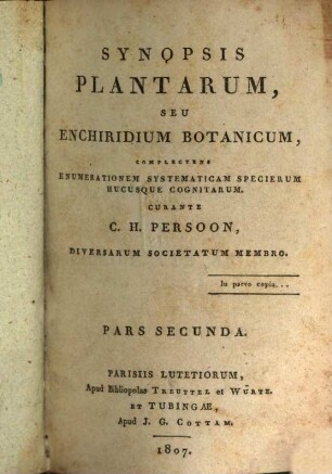 Synopsis plantarum, seu enchiridium botanicum : complectens enumerationem systematicam specierum hucusque cognitarum, 2