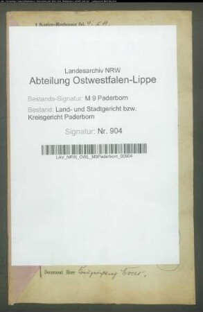 Erblasser: Breidenbach, Bernard; Erblasser: Breidenbach, Agatha, geb. Hillebrand: