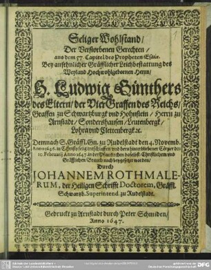 Seliger Wohlstand der Verstorbenen Gerechten ...