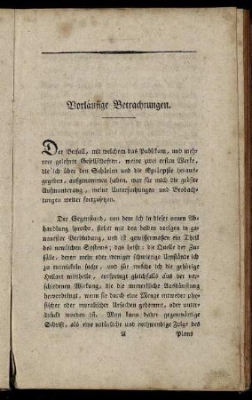 Vorläufige Betrachtungen.