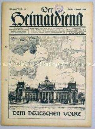 Mitteilungsblatt der Reichszentrale für Heimatdienst u.a. zur Verfassung der Stadt Danzig und zur Bekämpfung der Arbeitslosigkeit