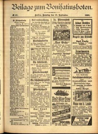 Zweite Ausgabe vom Sonntag, den 15. September 1901.