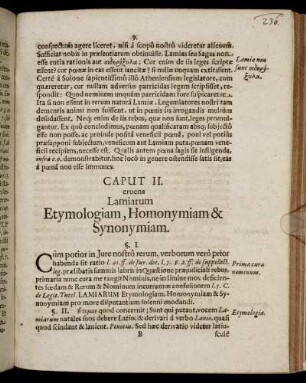 Caput II. eruens Lamiarum Etymologiam, Homonymiam & Synonymiam.