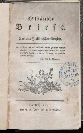 Militärische Briefe : Aus dem Italiänischen übersetzt