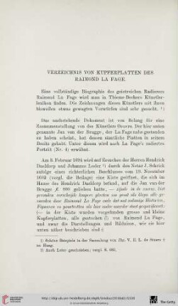 Verzeichnis von Kupferplatten des Raimond la Fage