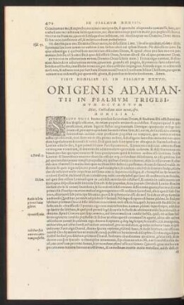 Origenis Adamantii In Psalmum Trigesimum Octavuum.