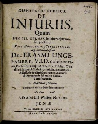 Disputatio Publica De Iniuriis