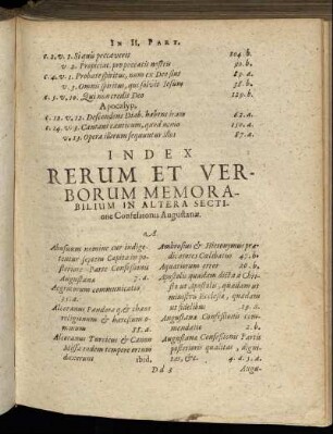Index Rerum Et Verborum Memorabilium In Altera Sectione Confessionis Augustanæ.