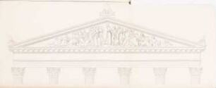 Sankt Nikolaikirche, Potsdam: Ansicht Giebelfeld der Vorhalle (aus: Atlas zur Zeitschrift für Bauwesen, hrsg. v. G. Erbkam, Jg. 3, 1853)