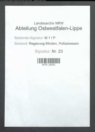 Angelegenheiten der staatlichen Schutzpolizei, Allgemeines, Band 1