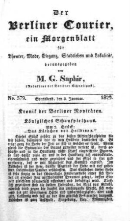 No. 579., Sonnabend, den 3. Jannuar 1829