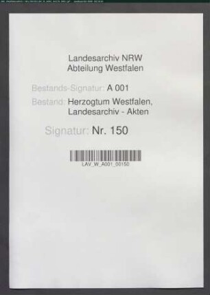 Geld-Rechnung der Oberkellnerei Arnsberg