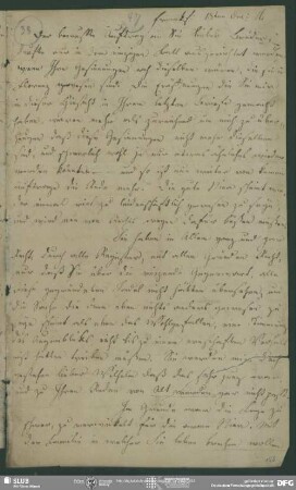 Eigenh. Brief von Dorothea von Schlegel an August Wilhelm von Schlegel, Frankfurt am Main, 18.12.1816