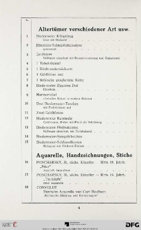 Aquarelle, Handzeichnungen, Stiche (Nr. 16-31)