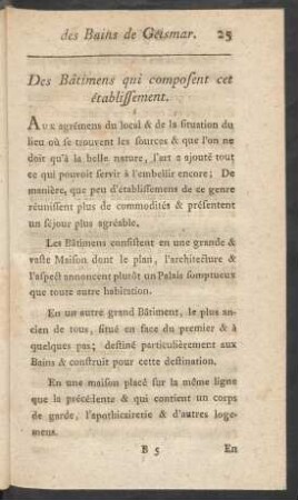 Des Bâtimens qui composent cet établissement