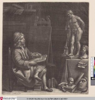 [Zeichnender Junge in einem Studio; Boy Drawing in a Studio]