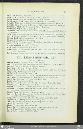 XIII. Kölner Bezirksverein.