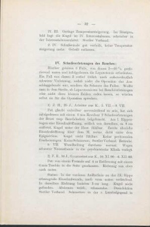 IV. Schußverletzungen des Bauches: