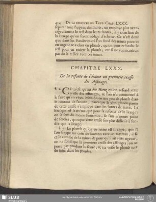 Chapitre LXXX. De la refonte de l'écume ou premiere crasse des Affinages