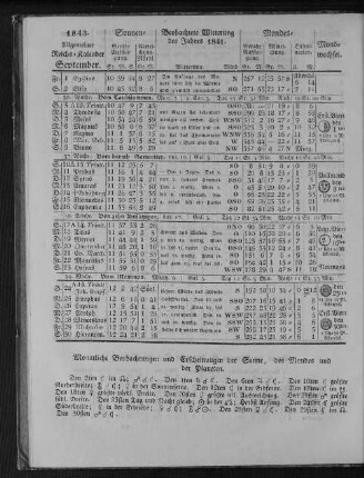1843. Allgemeiner Reichs-Kalender. September.