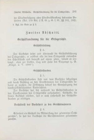 Zweiter Abschnitt. Geschäftsordnung für die Ortsgerichte