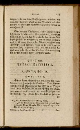 Erste Classe. Erdige Fossilien