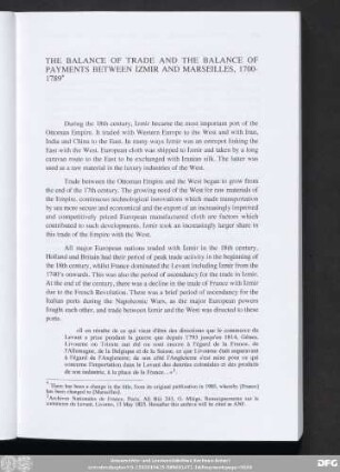 The Balance Of Trade And The Balance Of Payments Between İzmır And Marseilles, 1700-1789