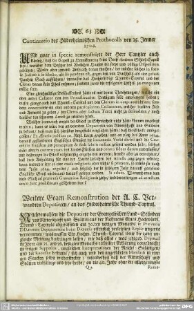 Weitere Gegen Remonstration der A. C. Verwandten Deputirten, an das Hildeshaimische Thumb-Capitul