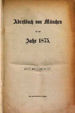 Adreßbuch für München. 1875
