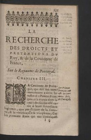 Sur le Royaume de Portugal. Chapitre III.