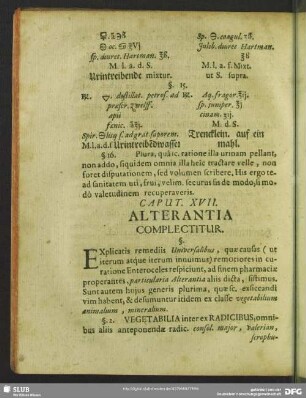 Caput. XVII. Alterantia Complectitur