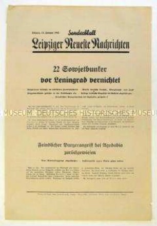 Sonderblatt der "Leipziger Neuesten Nachrichten" zum Kriegsverlauf an der Ostfront und in Nordafrika