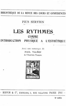 Les rythmes comme introduction physique à l'esthétique
