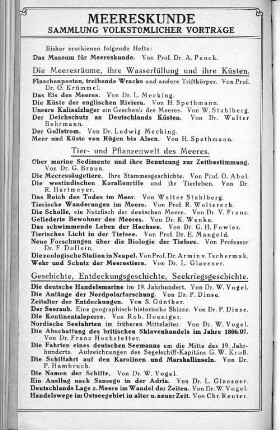 Meereskunde. Sammlung volkstümlicher Voträge.