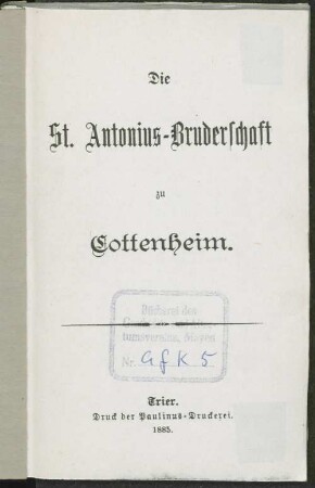 Die St.-Antonius-Bruderschaft zu Cottenheim