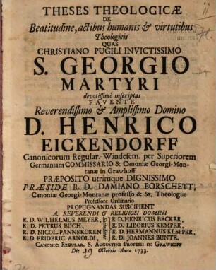 Theses theol. de beatitudine, actibus humanis et virtutibus theologicis
