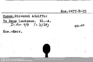 Hasse, Giov. Adolfo, Te Deum