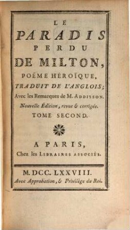 Le Paradis Perdu De Milton : Poeme Héroique. 2